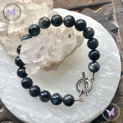 Larvikite Healing Bracelet With Silver Toggle Clasp